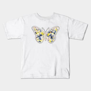 Butterfly Decorated with Pearls and Flowers Kids T-Shirt